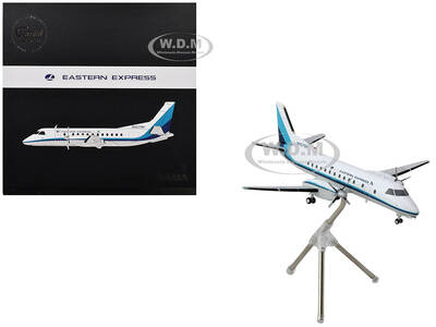 Saab 340A Commercial Aircraft Eastern Express/Bar Harbor (N407BH) White with Blue Stripes Gemini 200 Series 1/200 Diecast...