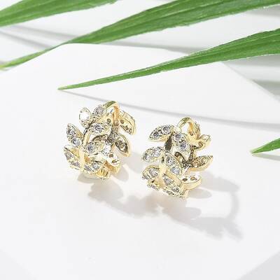 Brass Clear Cubic Zirconia Hoop Earrings