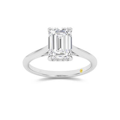 Twinkle Hidden Halo Emerald Cut Lab Grown Diamond Engagement Ring | 18K White Gold 3 3/4 CT. TW.