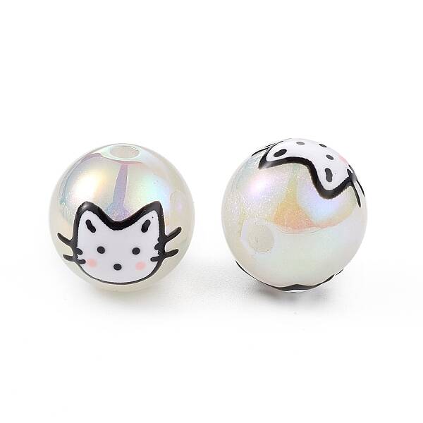 UV Plating Rainbow Iridescent Acrylic Enamel Beads