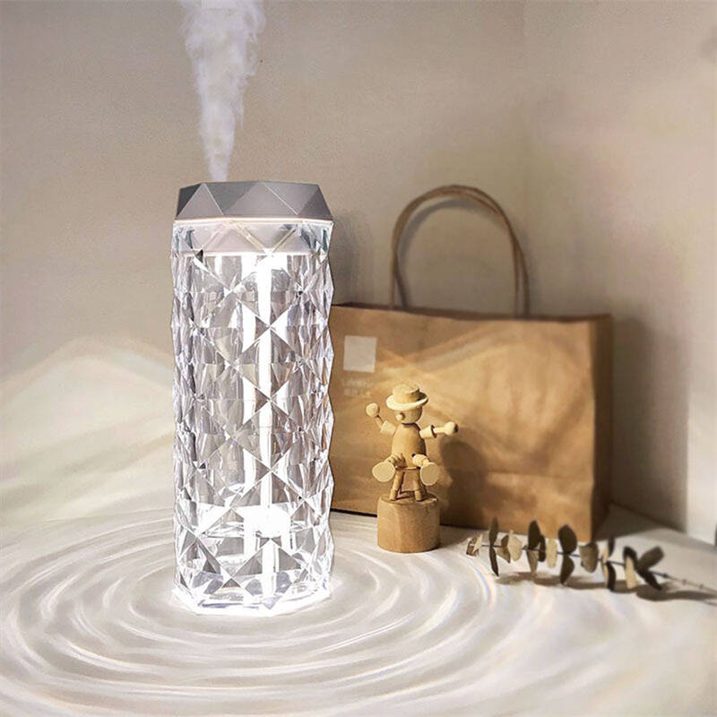 Crystal Lamp Humidifier & Color Night Light - LED, Touch Control, Cool Mist