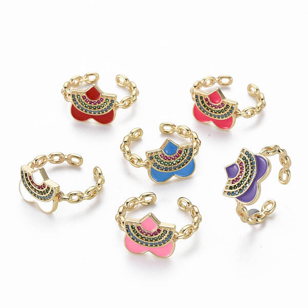 Brass Micro Pave Cubic Zirconia Cuff Rings