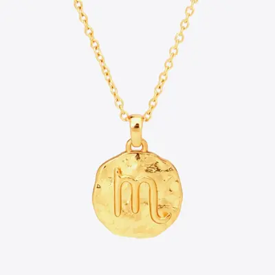 18K Gold Star Sign Zodiac Constellation Pendant Necklace - Circle