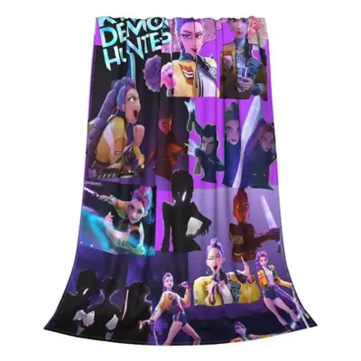 Kpop Demon Hunters Huntrix Knitted Blanket Flannel Zoey Rumi Mira Lightweight Throw Blankets For Home Couch Bed Rug, Man Wome...