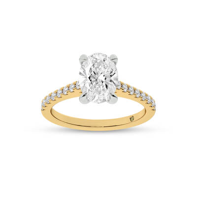 Destiny Half Coverage Oval Lab Diamond Engagement Ring | 14K Yellow Gold 2 7/8 CT. TW.