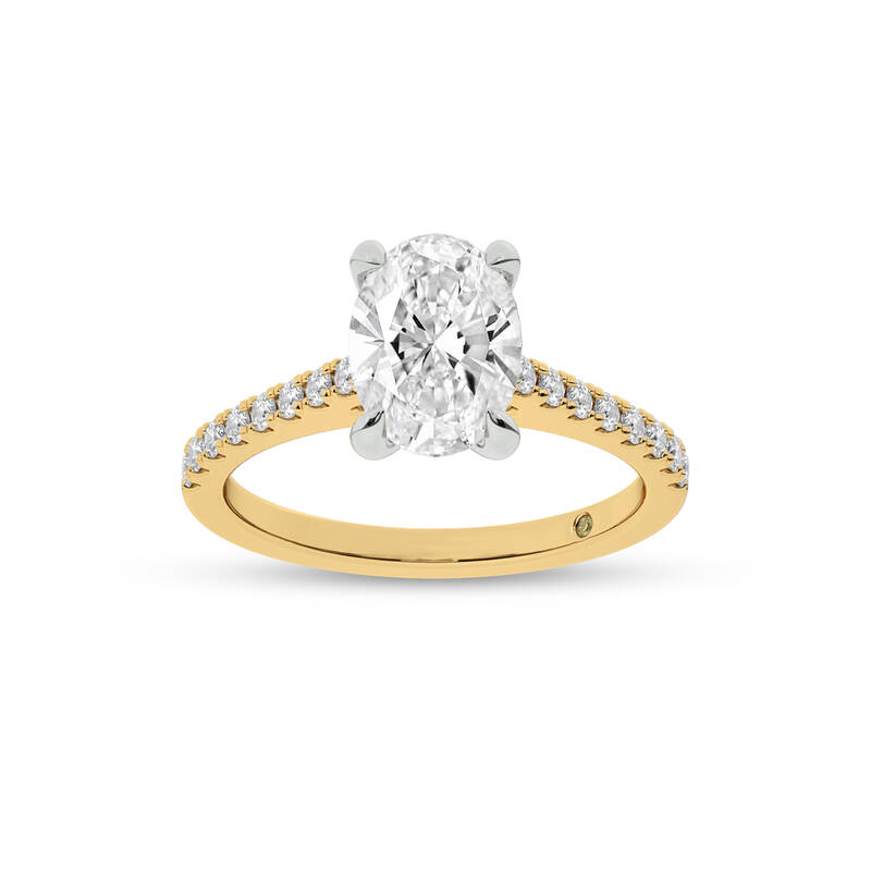 Destiny Half Coverage Oval Lab Diamond Engagement Ring | 14K Yellow Gold 2 7/8 CT. TW.