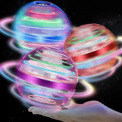 3pcs Neon Mini Hand Drone Toy Flying Ball with LED Lights - Auto Hover Spinning Drone Set | Rechargeable Magic Boomerang Fidg...