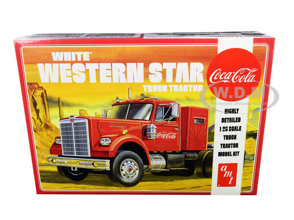 Skill 3 Model Kit White Western Star Semi Truck Tractor Coca-Cola 1/25 Scale Model by AMT