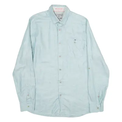 TED BAKER Mens Plain Shirt Blue Long Sleeve M