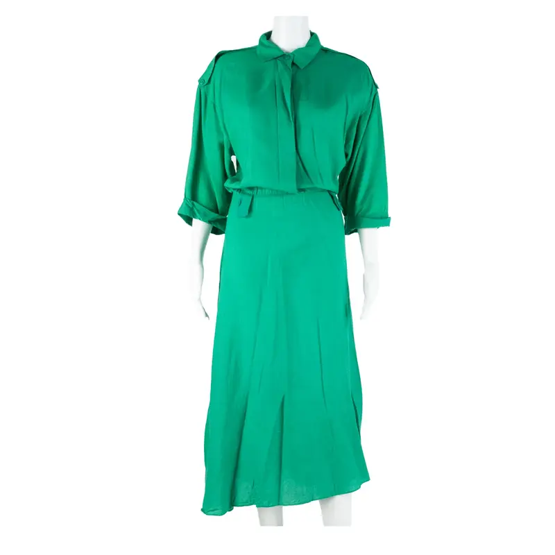 ITEMS Womens Day Dress Green Short Sleeve Midi XL