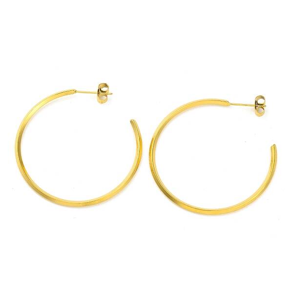 Ion Plating(IP) 304 Stainless Steel Ring Stud Earrings