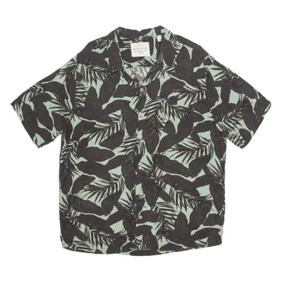 WEATHERPROOF Mens Hawaiian Shirt Green Floral XL