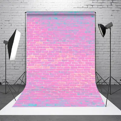 Blue Pink Gradient Brick Wall Backdrop For Photography - Aperturee
