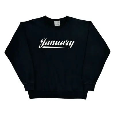 January Champion Graphic Sweatshirt - Large Black Cotton Blend