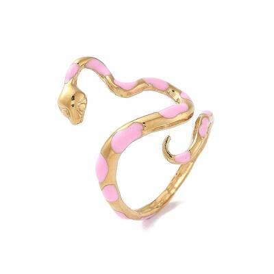 304 Stainless Steel Open Cuff Enamel Rings for Women