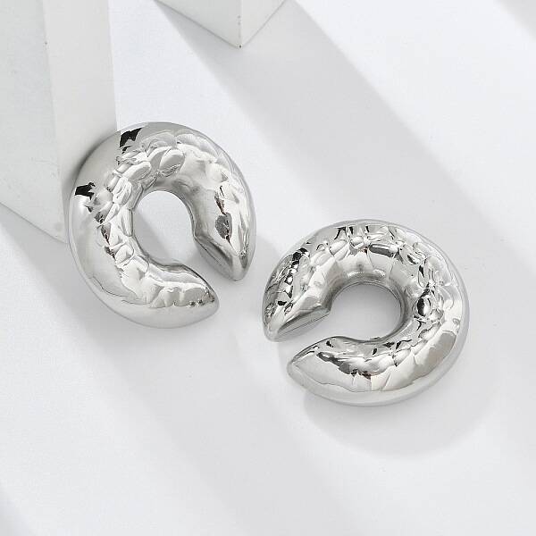 304 Stainless Steel C-Shaped Cuff Earrings for Women