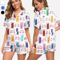 Red Bull Pajamas Set, Red Bull  Energy Drink Sleepwear, Red Bull Lover Silk Loungewear, Gift For Her