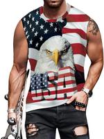 Men's American Flag 4th Of July Eagle Print 4th of July Tank Top, Regular Fit Casual Comfy Sleeveless Crew Neck Top for Summ...