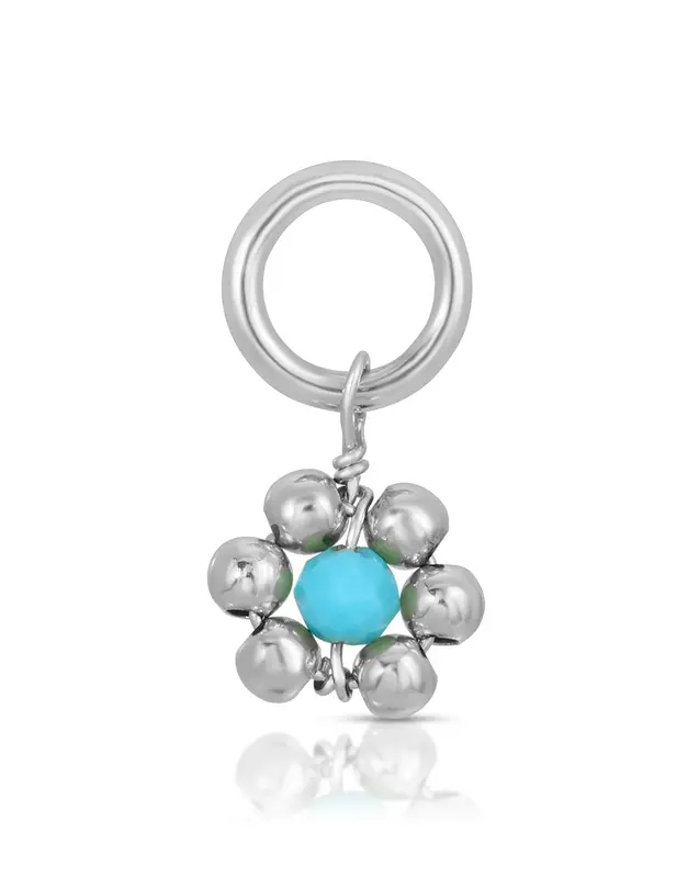 One Love Flowercita Birthstone Charms | Month/Gemstone: December - Turquoise | Metal Color: Silver
