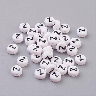 Flat Round with Letter Z Acrylic Beads