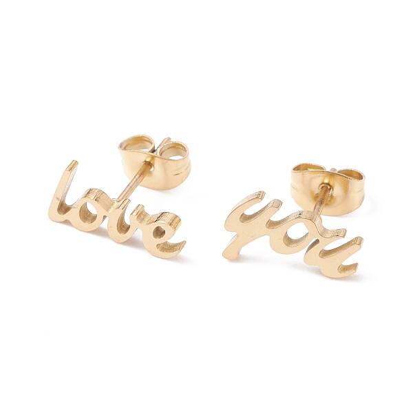 Word Love 304 Stainless Steel Stud Earrings for Women