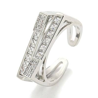 Brass Micro Pave Cubic Zirconia Cuff Rings