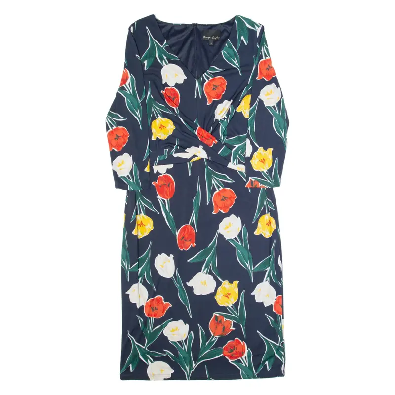 PHASE EIGHT Womens Fit & Flare Dress Blue Floral Long Sleeve Midi M