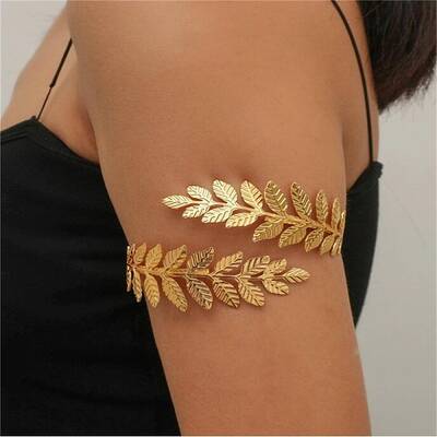 Leaf Alloy Arm Cuff Bangles for Women