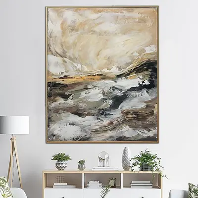 Original Abstract Marble Paintings On Canvas Modern Beige Fine Art Expressionist Feng Shui Painting Hand Painted Art | SOUND ...