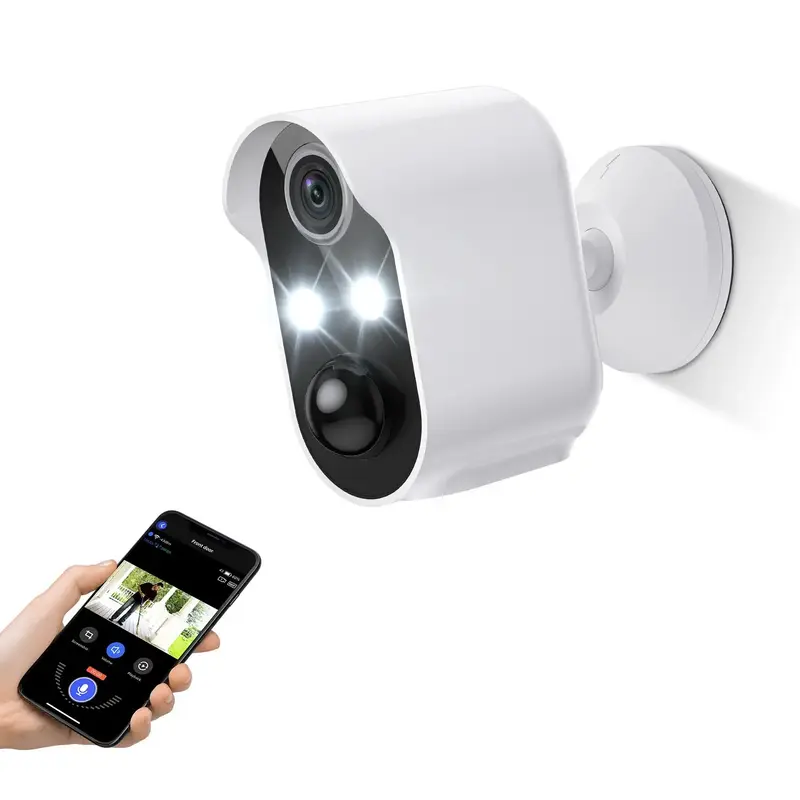 2.4GHz Wi-Fi Wireless Security Camera with AI Human Detection, PIR Motion Detect, Night Vision Outdoor IP Camera with 2-w...