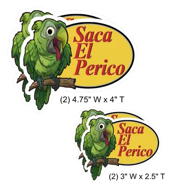 Saca El Perico Heavy-Duty Vinyl Sticker Pack - 4 Stickers, All-Season, 2 Sizes Decor Decorative Set Hat Ornaments