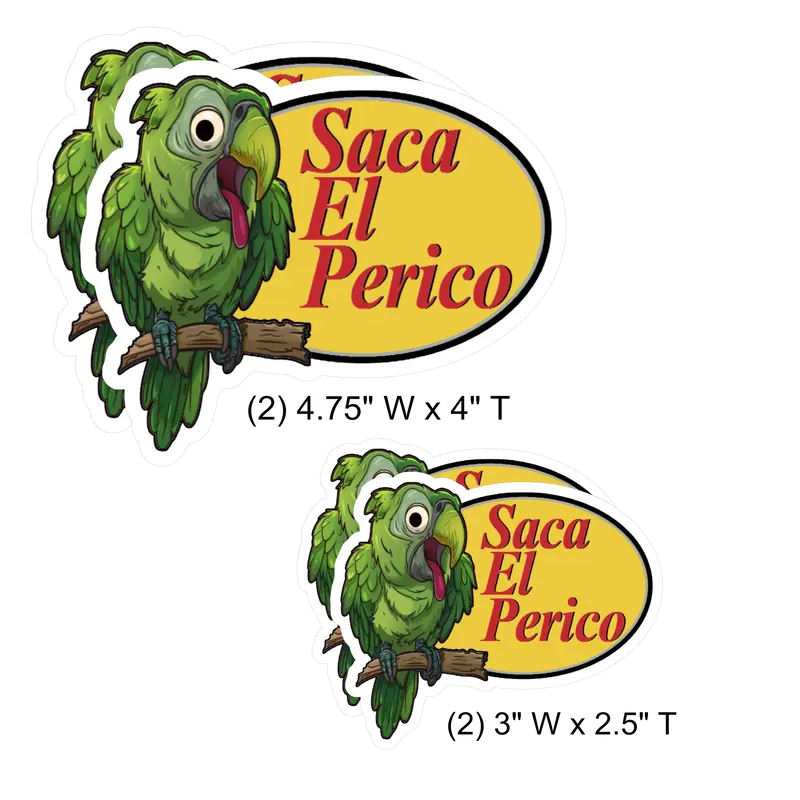Saca El Perico Heavy-Duty Vinyl Sticker Pack - 4 Stickers, All-Season, 2 Sizes Decor Decorative Set Hat Ornaments