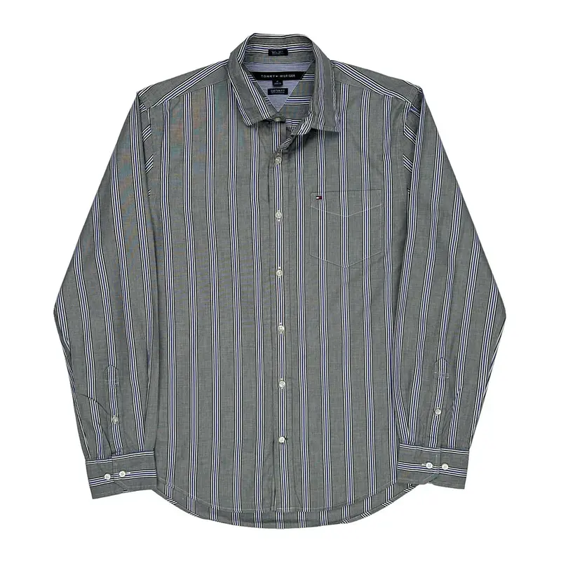 Tommy Hilfiger Striped Shirt - Medium Grey Cotton | Size: medium