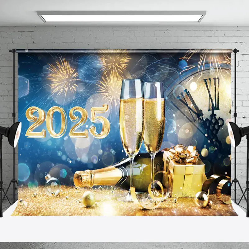 Aperturee Celebrate 2025 New Year Eve Champagne Toast Backdrop - Aperturee
