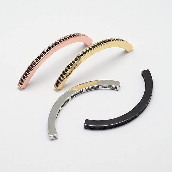 Tube Brass Micro Pave Grade AAA Cubic Zirconia Beads