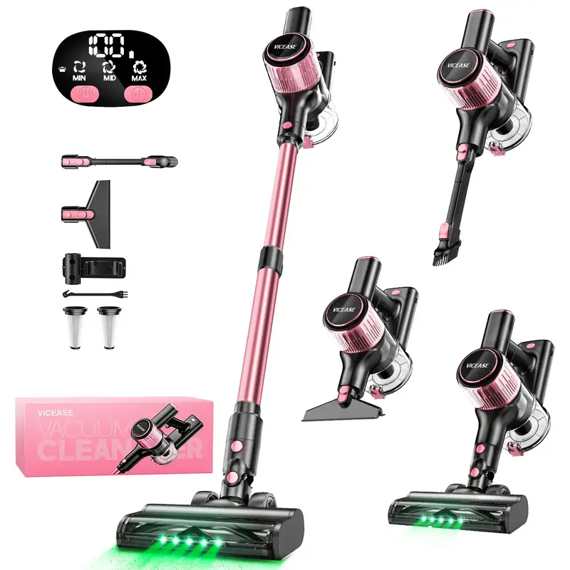 VICEASE Vacuum Cleaner, LED Display, 3 Modes, Green LED, Anti-Tangle & 1.5L Dust Cup, Lightweight Vacuum for Hardwood Floor/C...