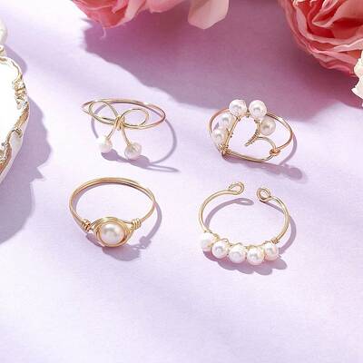 Round Natural Cultured Freshwater Pearl Finger Rings
