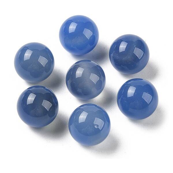 Natural Blue Agate No Hole Sphere Beads