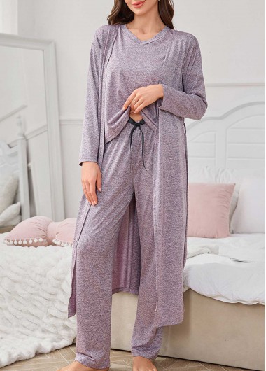 Modlily Dusty Purple Lounge Top and Pants and Cardigan - S