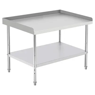 Garvee 48L x 28W x 30H Stainless Steel Grill Stand Table NSF Certified Adjustable Legs 400 Lbs Capacity 2 Edge Baffle Rou...
