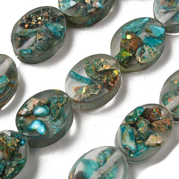 Dyed Natural Imperial Jasper with Resin Beads Strands