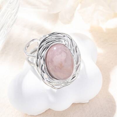 Oval Natural Rose Quartz Finger Rings