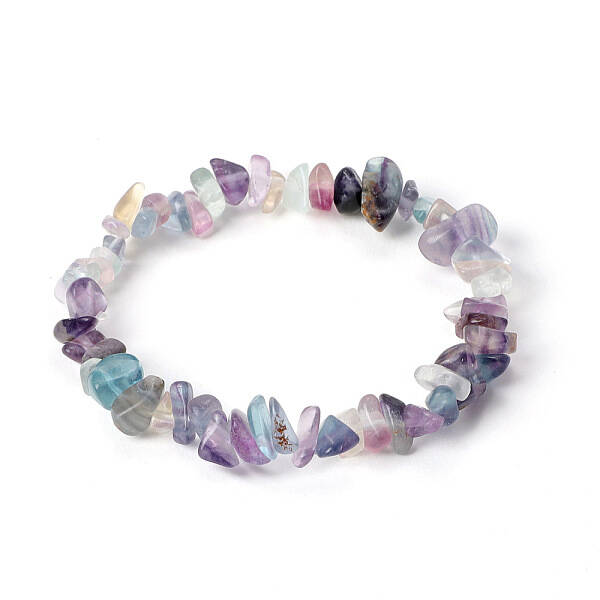 Natural Fluorite Chip Beaded Stretch Bracelets