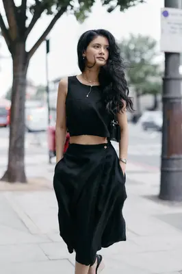 Overlap Midi Skirt in Black | Color: Black | Size: 2XL
