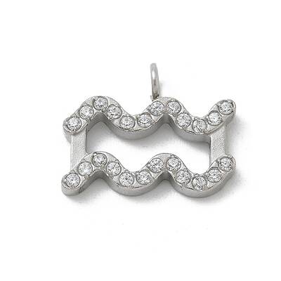 304 Stainless Steel Micro Pave Cubic Zirconia Charms