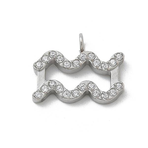 304 Stainless Steel Micro Pave Cubic Zirconia Charms