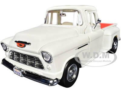 1955 Chevrolet 3100 Stepside Pickup Truck Cream with White Interior Timeless Legends Series 1/24 Diecast Model Car by Motor...