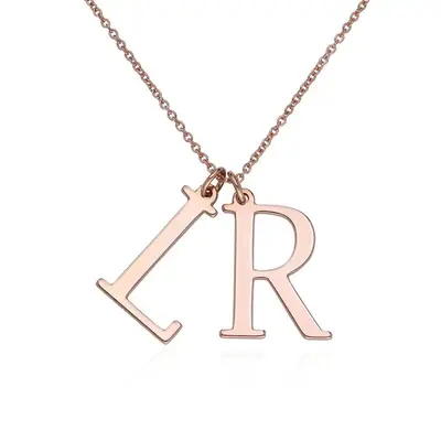 10K Rose Gold Personalized Initial Letter Pendant Necklace