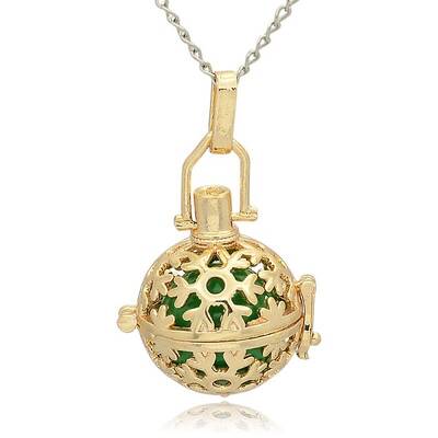 Golden Tone Brass Hollow Round Cage Pendants