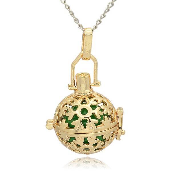 Golden Tone Brass Hollow Round Cage Pendants